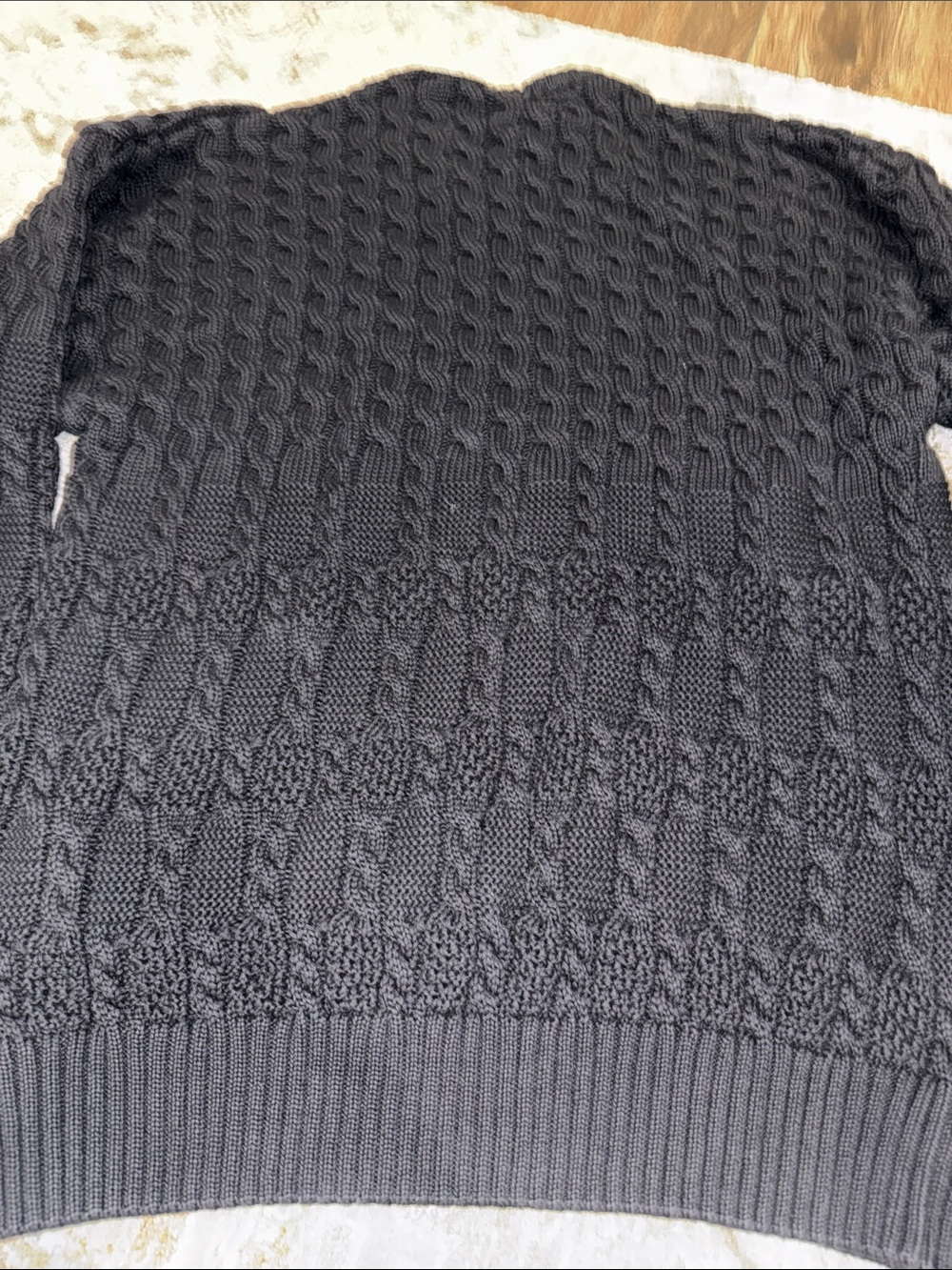 Men's Cable Knit Crewneck Sweater - black vintage Countess Mara. New York. - Picture 5 of 5